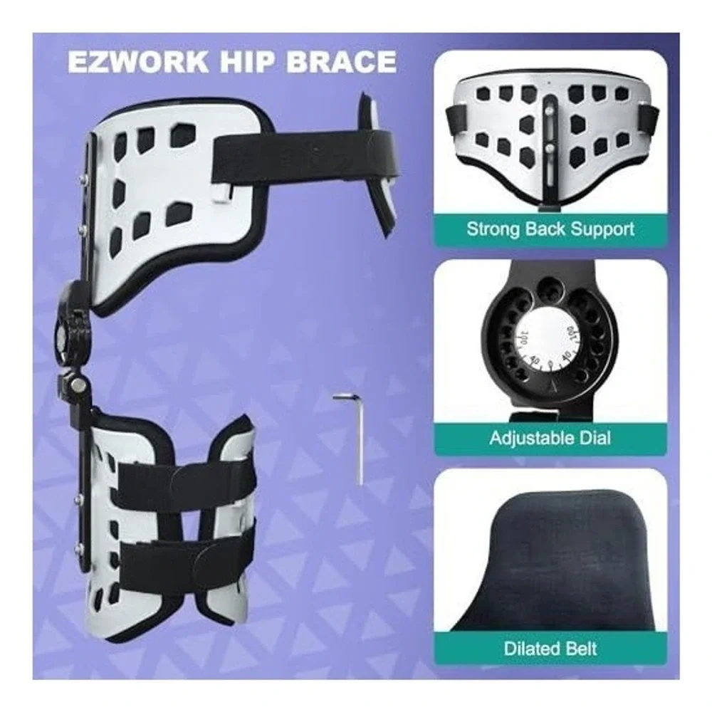 EZWORK Hip Abduction Brace ROM Hinged Orthosis Adjustable Post-Op Recovery Suppo